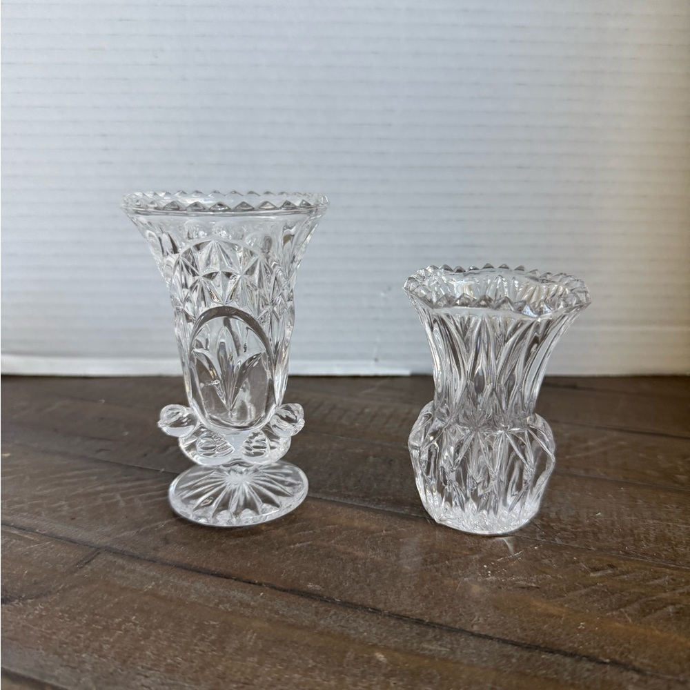 Vintage Hofbauer Lead Crystal Bird Vase and toothpick Holder